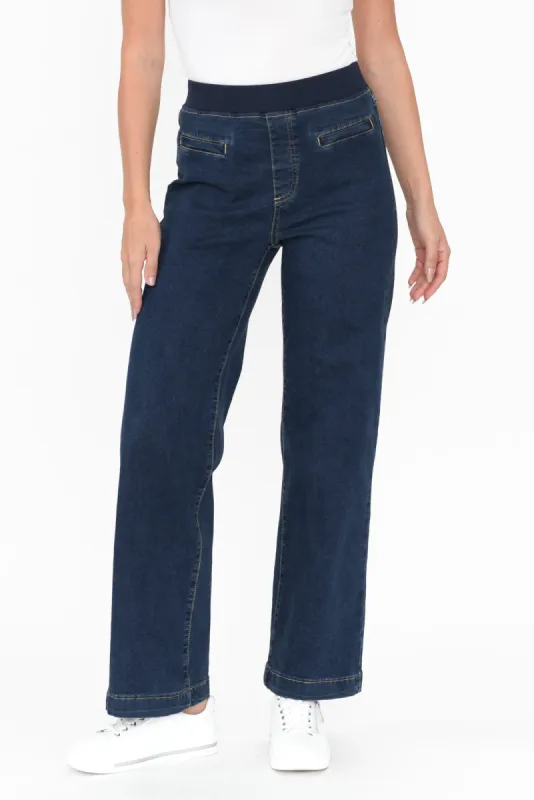 Maddy Dark Blue Wide Leg Jeans sold by Blue Bungalow
