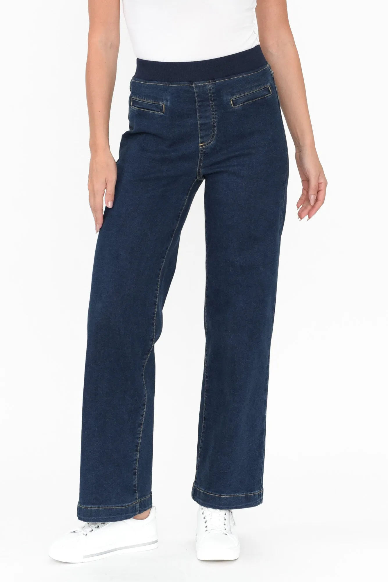 Maddy Dark Blue Wide Leg Jeans sold by Blue Bungalow