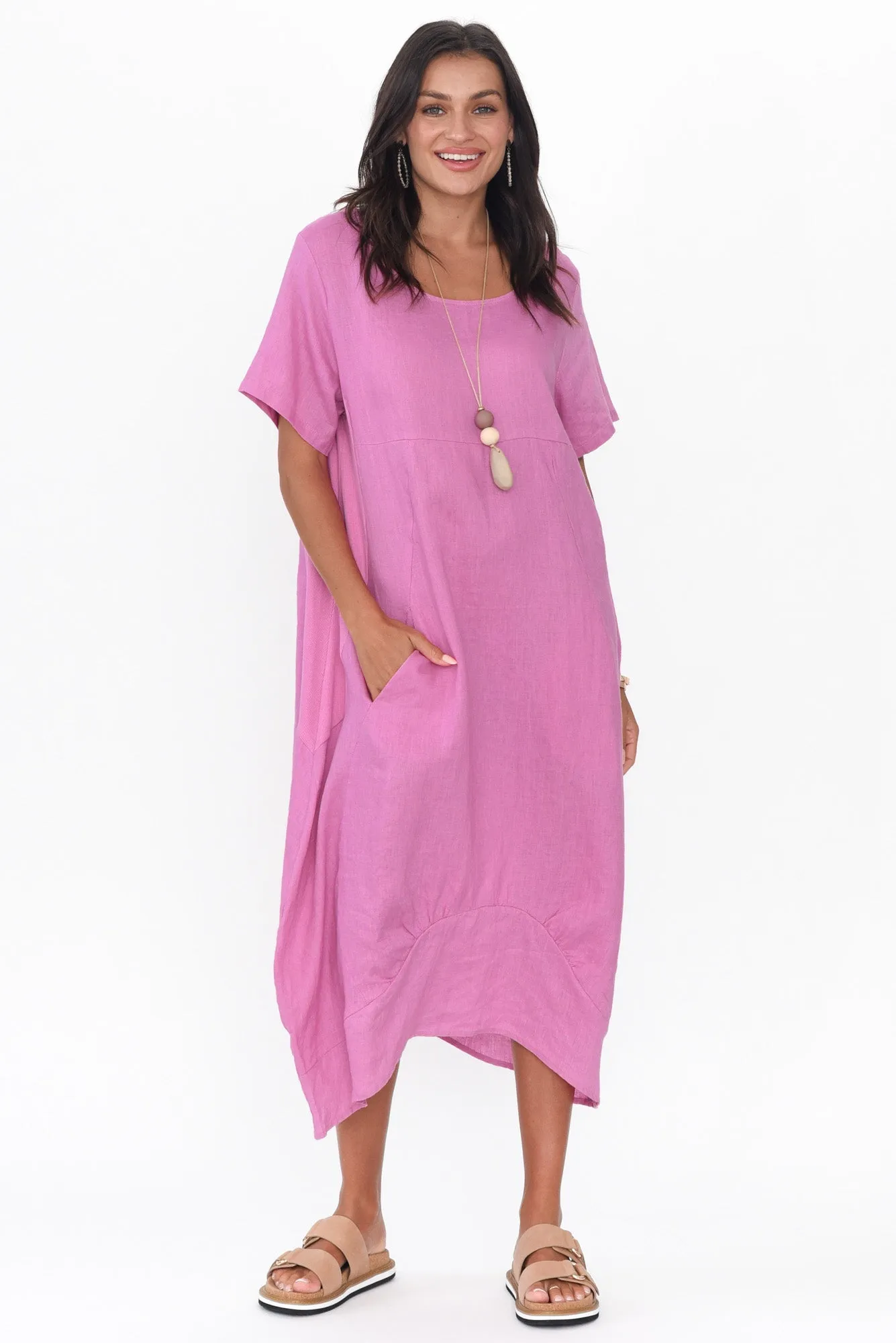 Kandace Pink Linen Pocket Dress sold by Blue Bungalow product image thumbnail 2