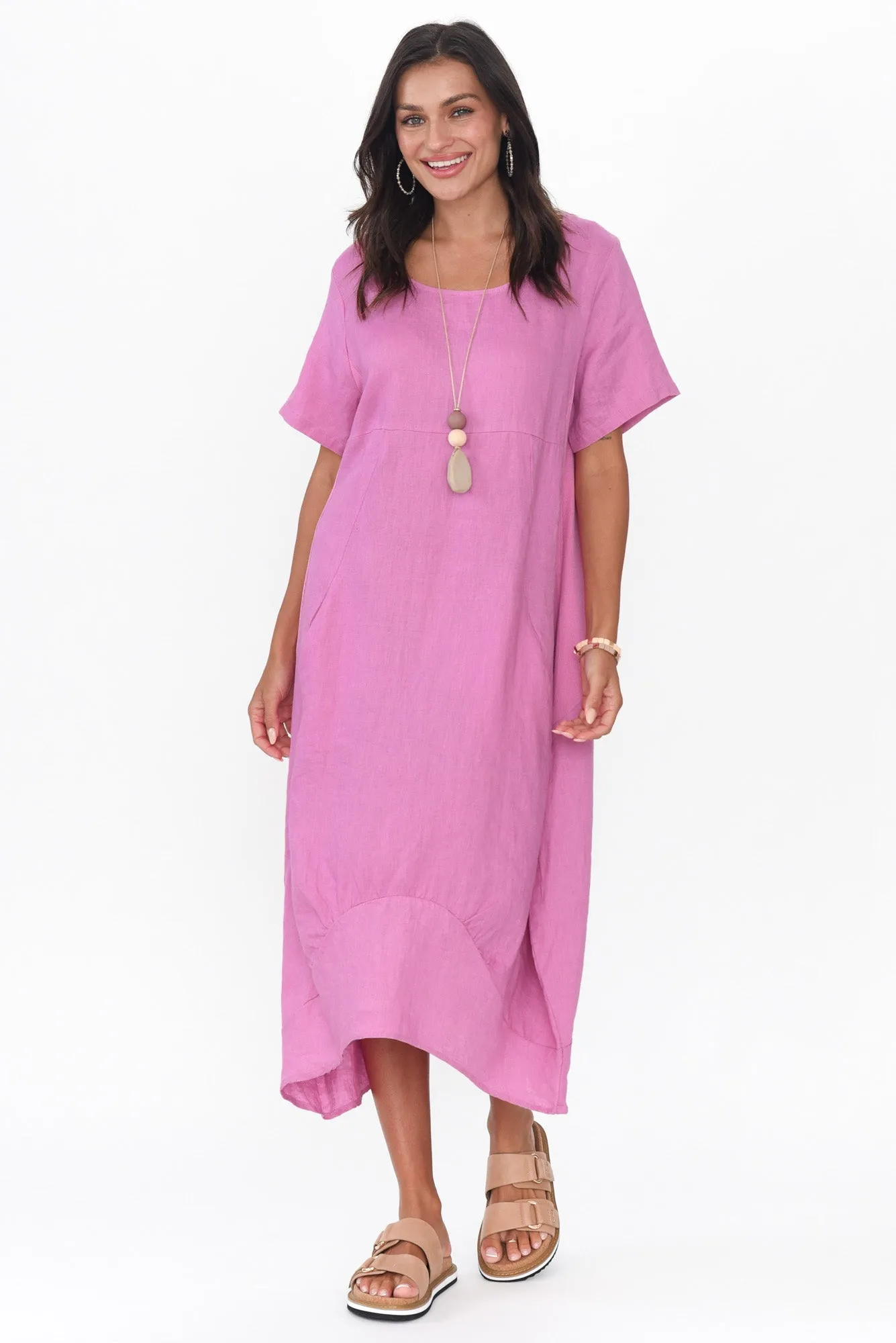 Kandace Pink Linen Pocket Dress sold by Blue Bungalow product image thumbnail 3