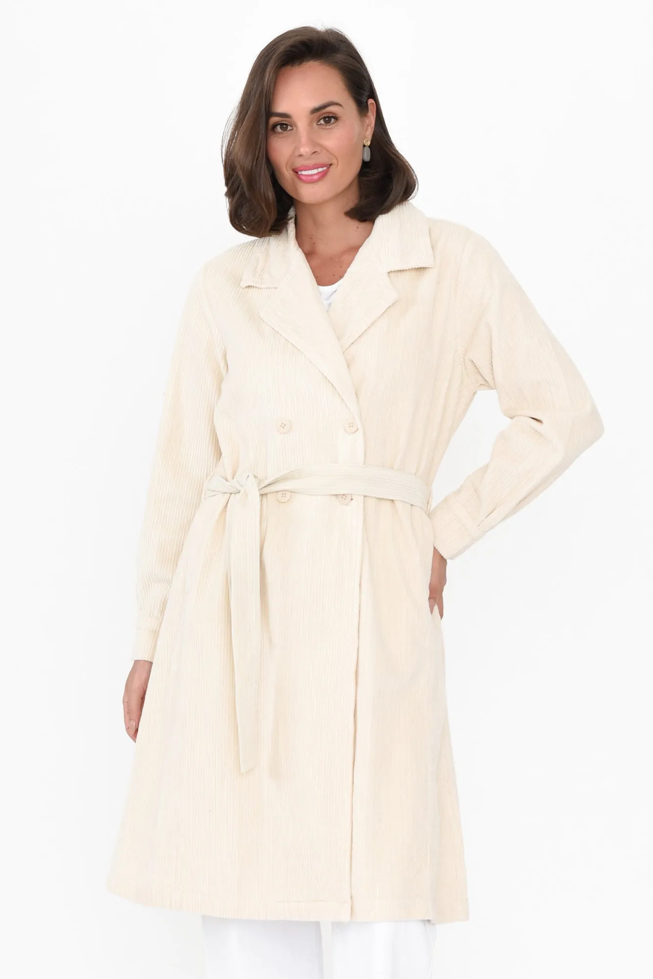 Pollux Cream Cotton Corduroy Coat sold by Blue Bungalow product image thumbnail 2