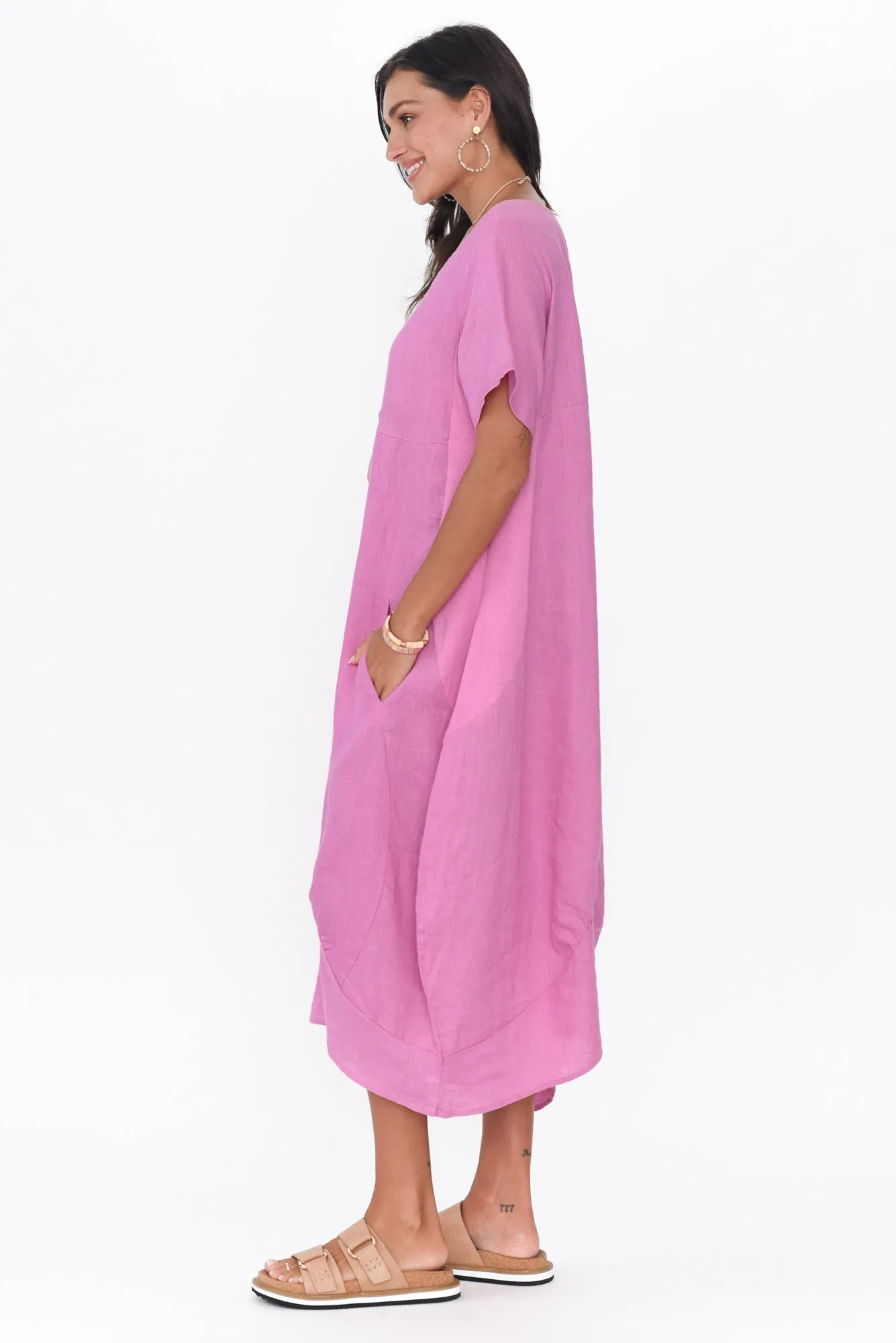 Kandace Pink Linen Pocket Dress sold by Blue Bungalow product image thumbnail 4