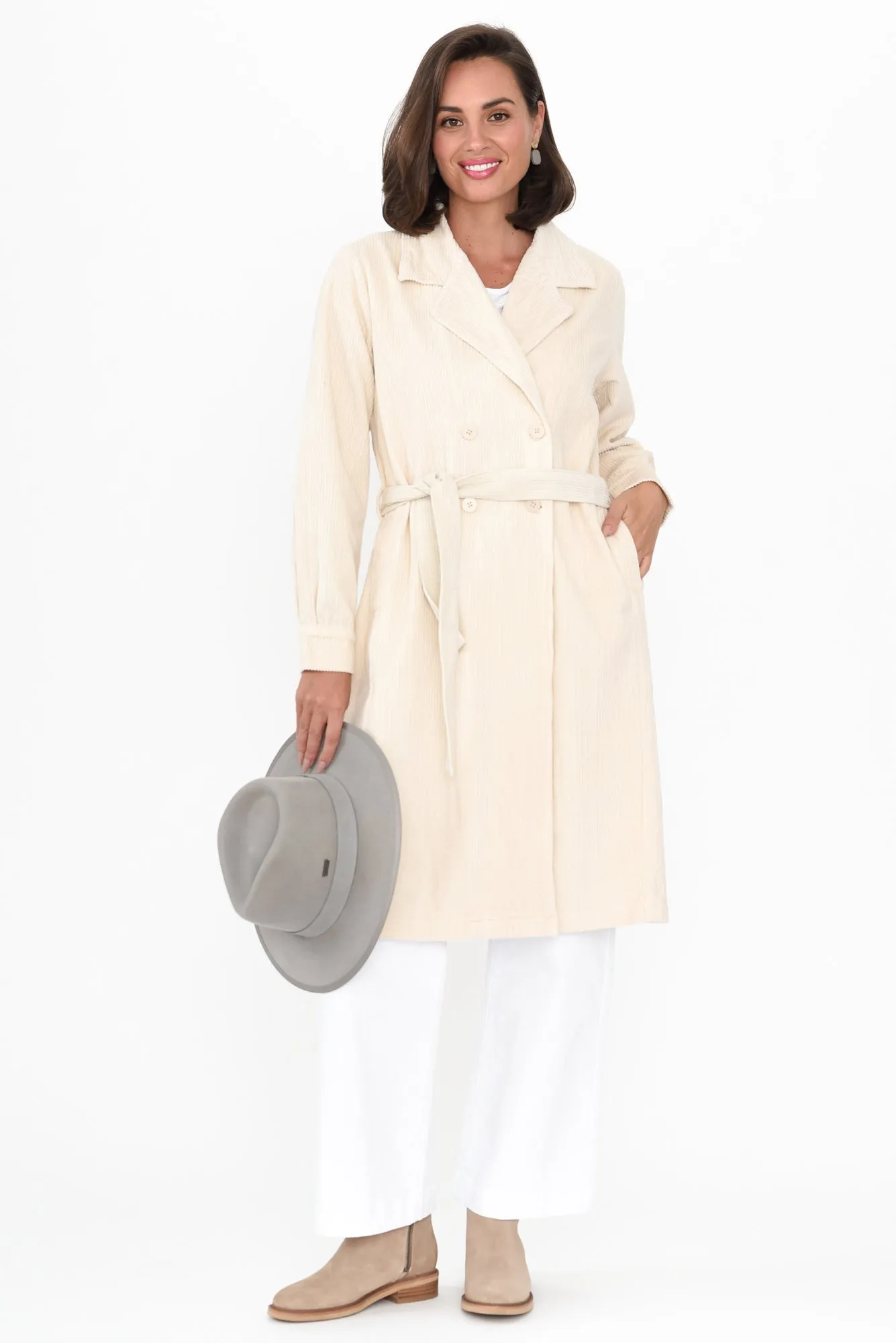 Pollux Cream Cotton Corduroy Coat sold by Blue Bungalow product image thumbnail 3