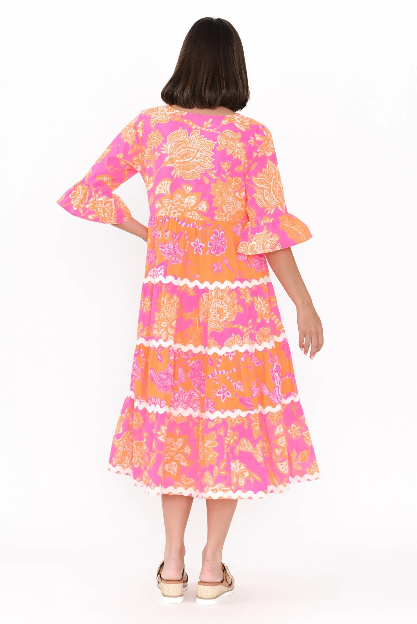 Lenor Pink Floral Cotton Tier Dress sold by Blue Bungalow product image thumbnail 5