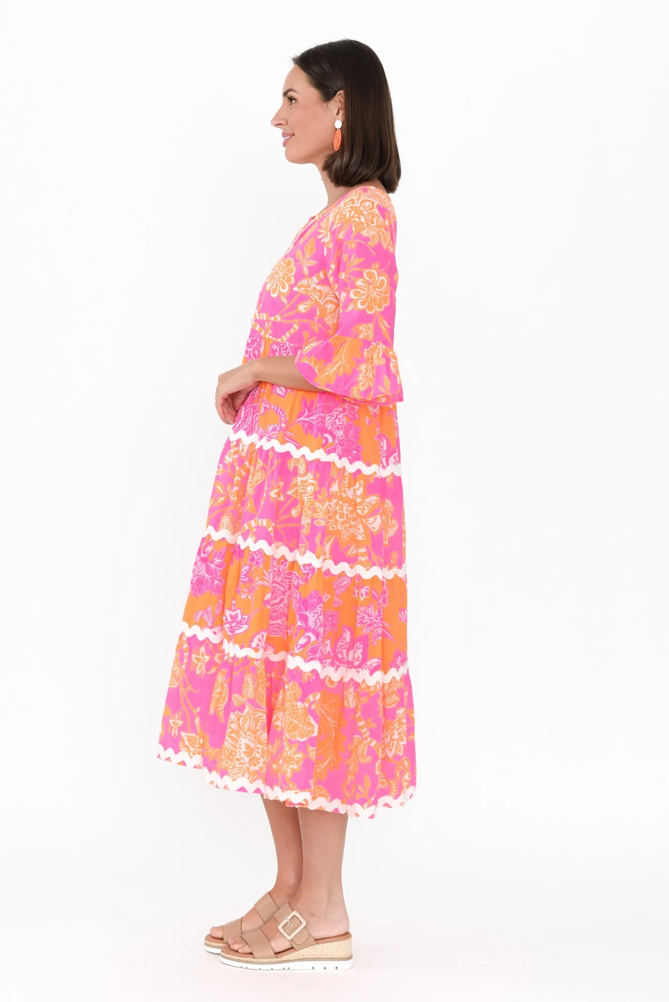 Lenor Pink Floral Cotton Tier Dress sold by Blue Bungalow product image thumbnail 4
