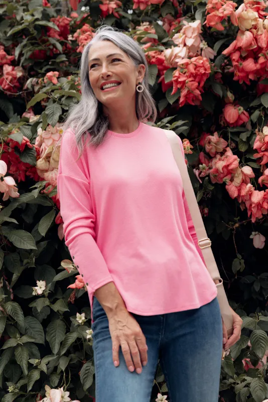 Malika Pink Ribbed Long Sleeve Tee sold by Blue Bungalow