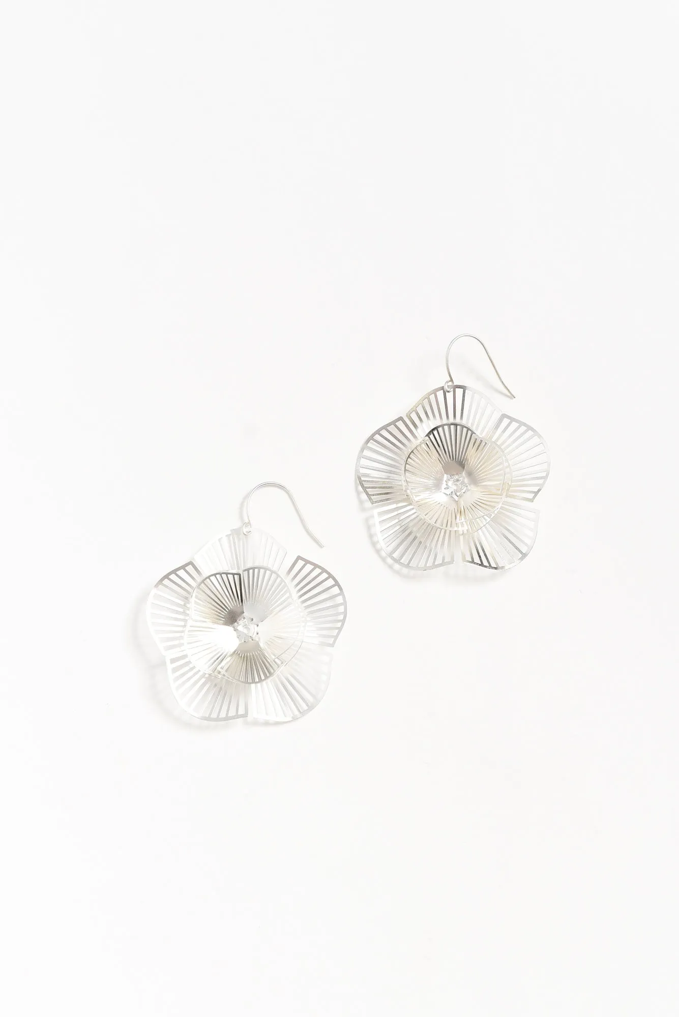 Caz Silver Flower Drop Earrings sold by Blue Bungalow
