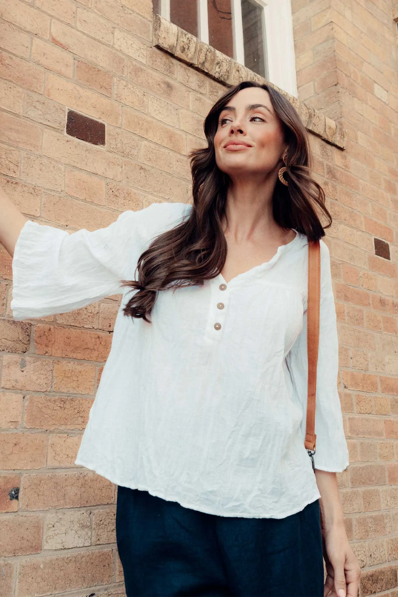 Blaise White Cotton Button Top sold by Blue Bungalow