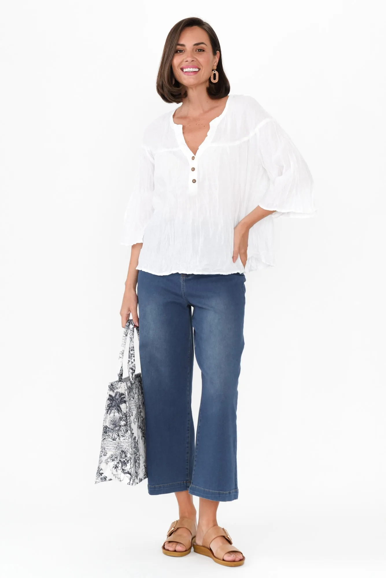 Blaise White Cotton Button Top sold by Blue Bungalow product image thumbnail 3
