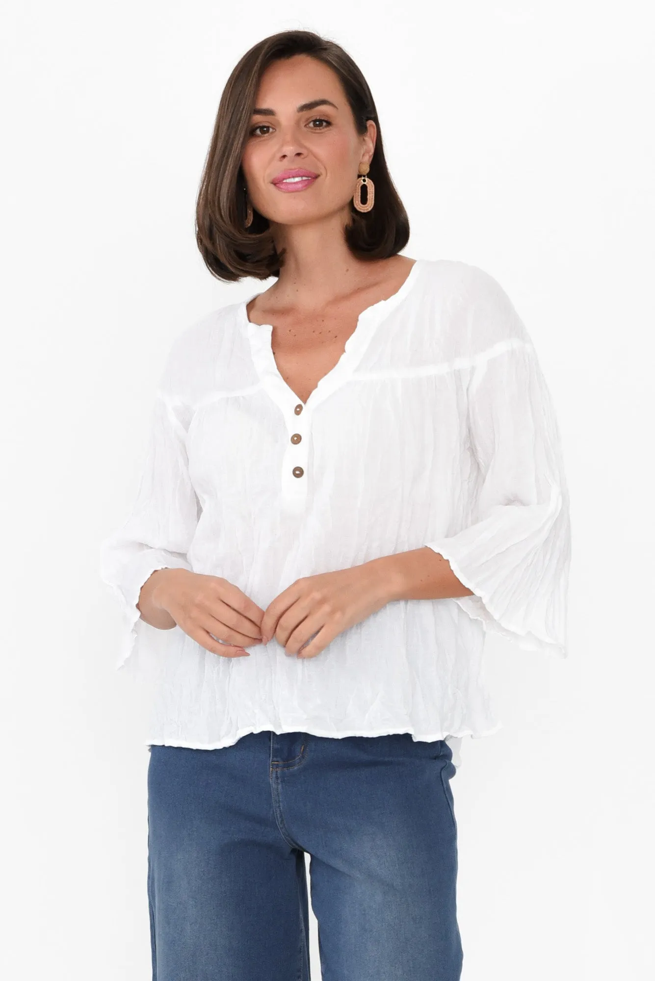 Blaise White Cotton Button Top sold by Blue Bungalow product image thumbnail 2