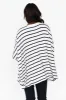 Sorronda White Stripe Bamboo Batwing Top sold by Blue Bungalow