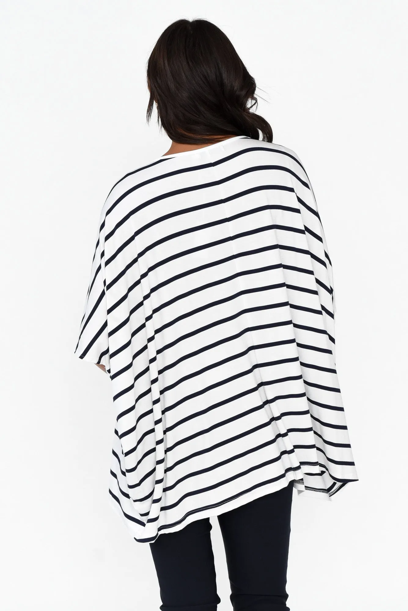 Sorronda White Stripe Bamboo Batwing Top sold by Blue Bungalow product image thumbnail 5