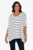 Sorronda White Stripe Bamboo Batwing Top sold by Blue Bungalow