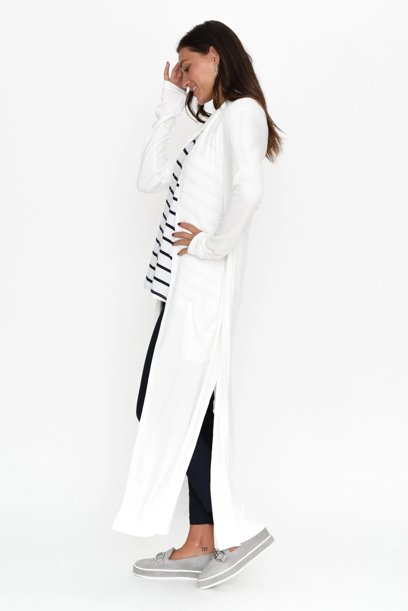 Farren Cream Bamboo Ribbed Pocket Cardigan sold by Blue Bungalow product image thumbnail 3