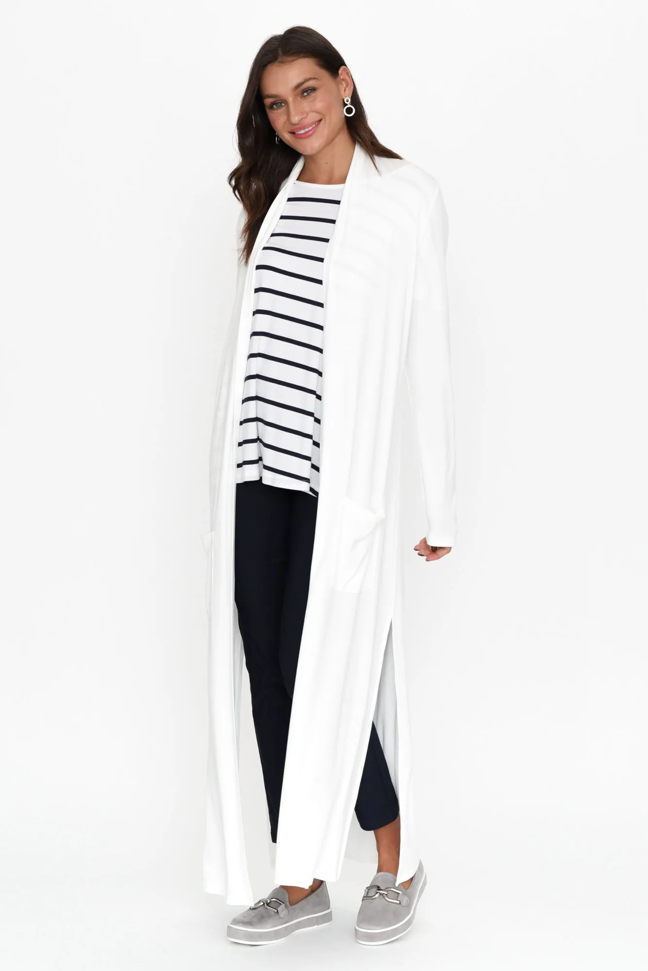 Farren Cream Bamboo Ribbed Pocket Cardigan sold by Blue Bungalow