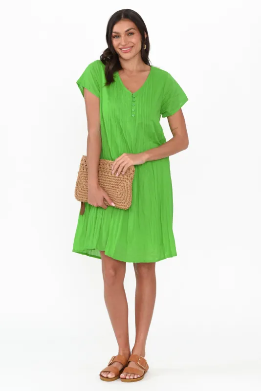 Sabina Lime Crinkle Cotton Dress sold by Blue Bungalow