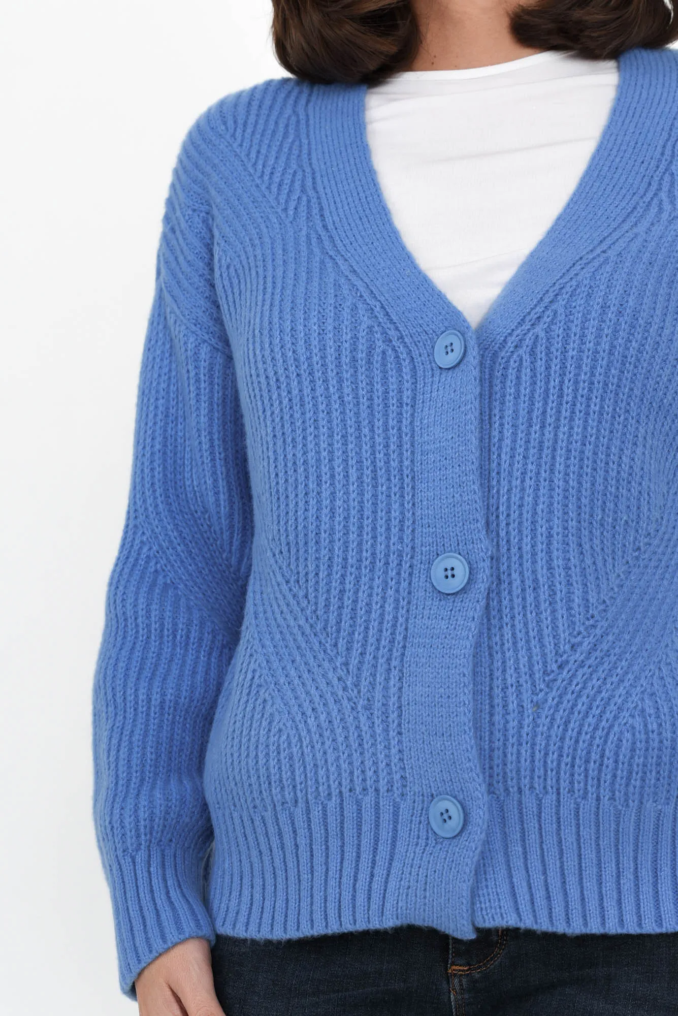 Shara Blue Knit Button Cardigan sold by Blue Bungalow product image thumbnail 5