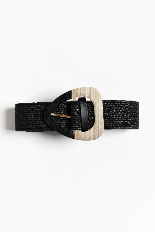 Corten Black Contrast Buckle Woven Belt sold by Blue Bungalow