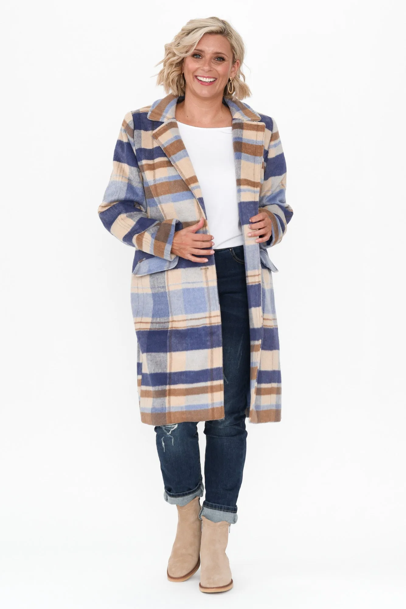 Cove Blue Check Coat sold by Blue Bungalow product image thumbnail 2