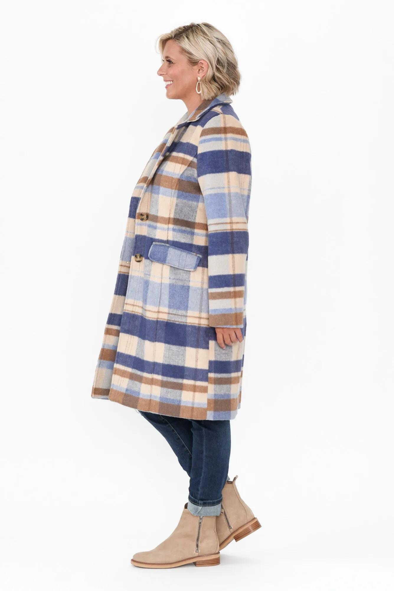 Cove Blue Check Coat sold by Blue Bungalow product image thumbnail 3