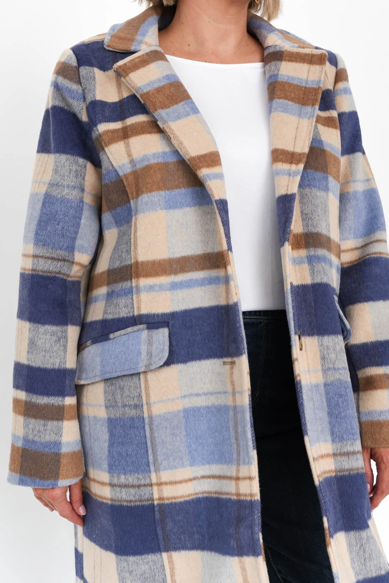 Cove Blue Check Coat sold by Blue Bungalow product image thumbnail 5