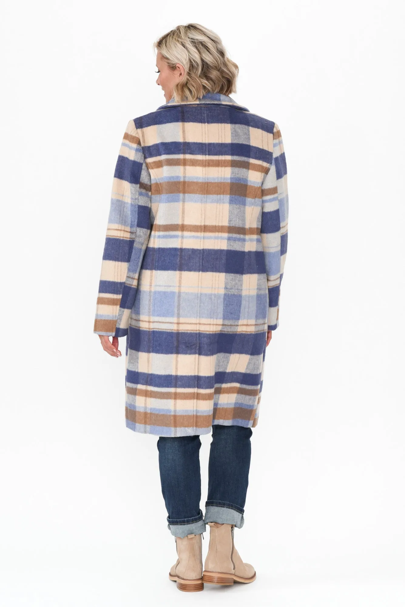 Cove Blue Check Coat sold by Blue Bungalow product image thumbnail 4