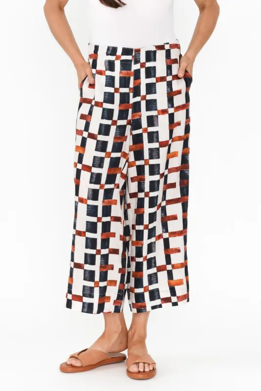 Adina Brown Geo Linen Pants sold by Blue Bungalow