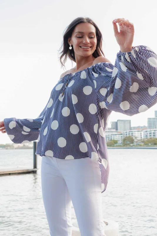 Mika White Spot Tie Top sold by Blue Bungalow