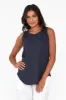 Keira Navy Cotton Tank sold by Blue Bungalow
