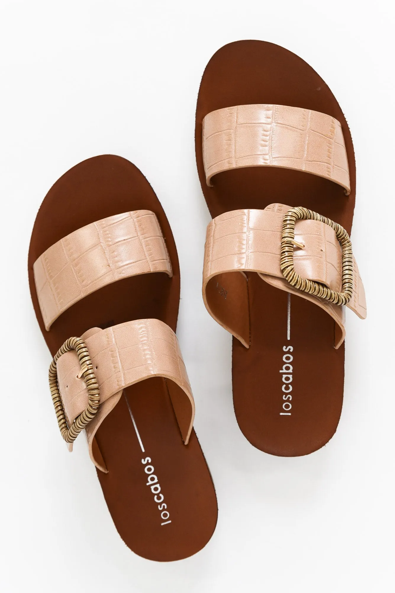 Briti Taupe Buckle Slide sold by Blue Bungalow