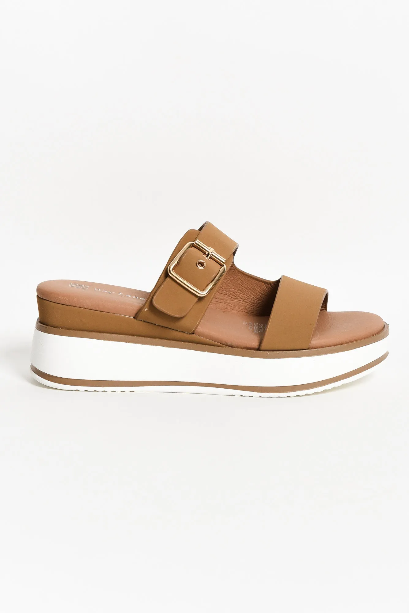 Lyst Tan Leather Buckle Platform Slide sold by Blue Bungalow product image thumbnail 3