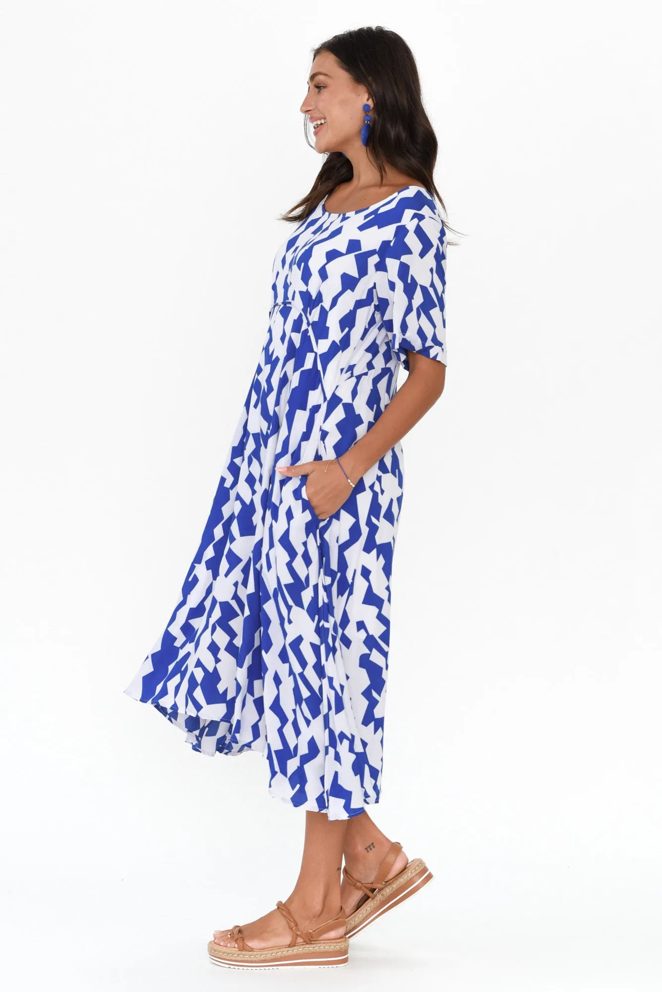 Zurah Cobalt Geo Crescent Dress sold by Blue Bungalow product image thumbnail 4