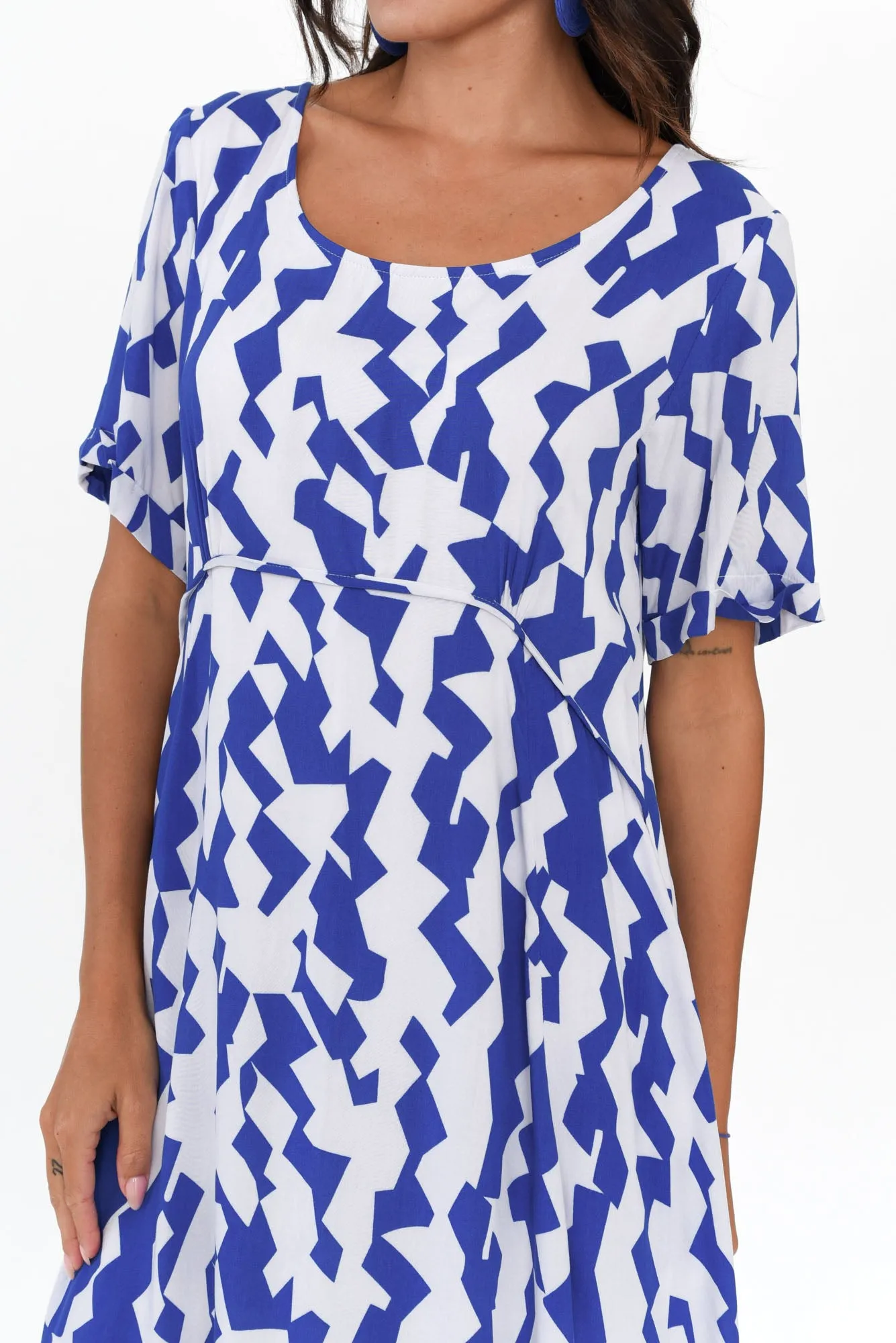 Zurah Cobalt Geo Crescent Dress sold by Blue Bungalow product image thumbnail 3