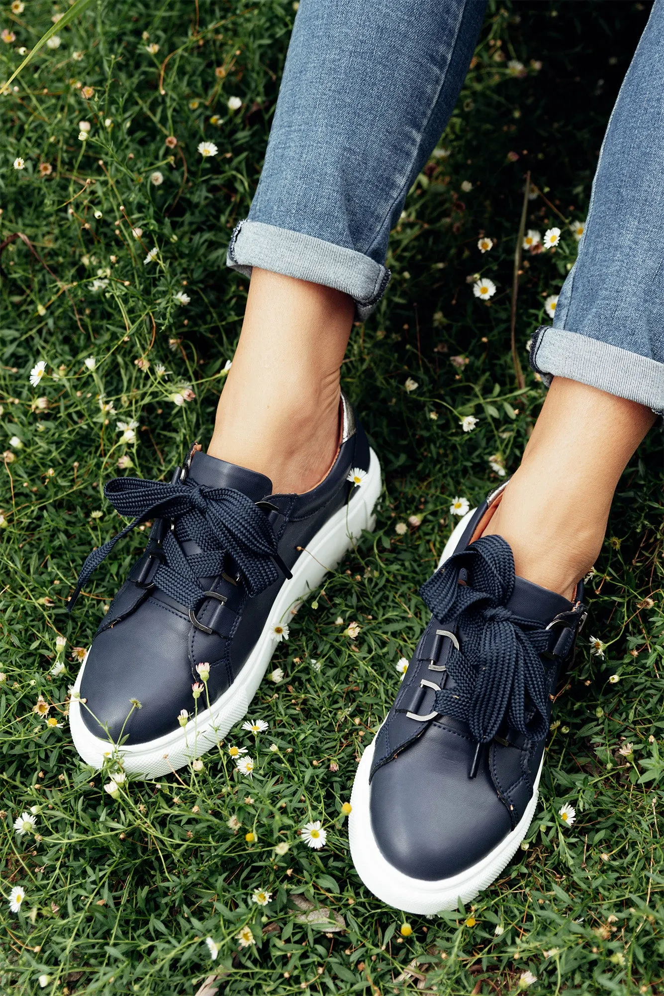 Luxury Navy Leather Sneaker sold by Blue Bungalow product image thumbnail 2