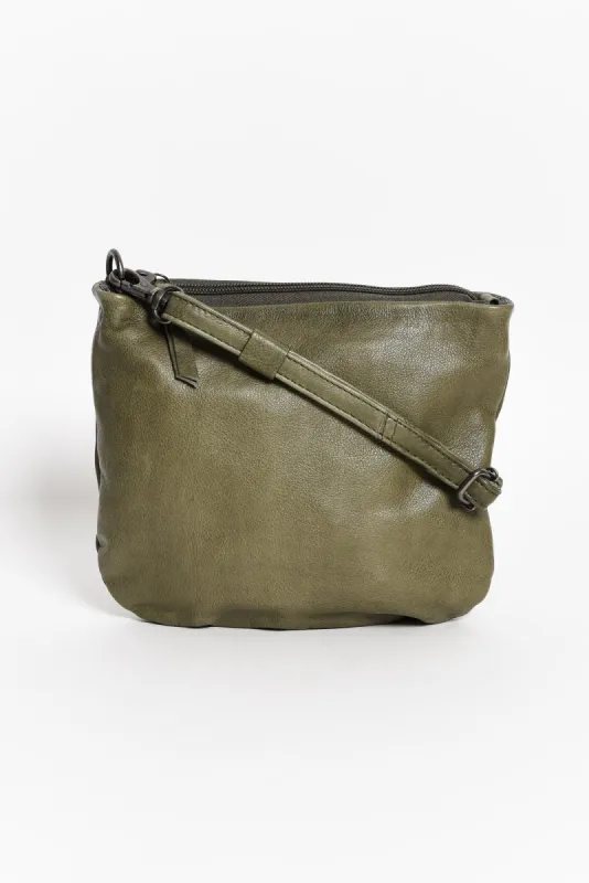 Leena Olive Leather Crossbody Bag sold by Blue Bungalow