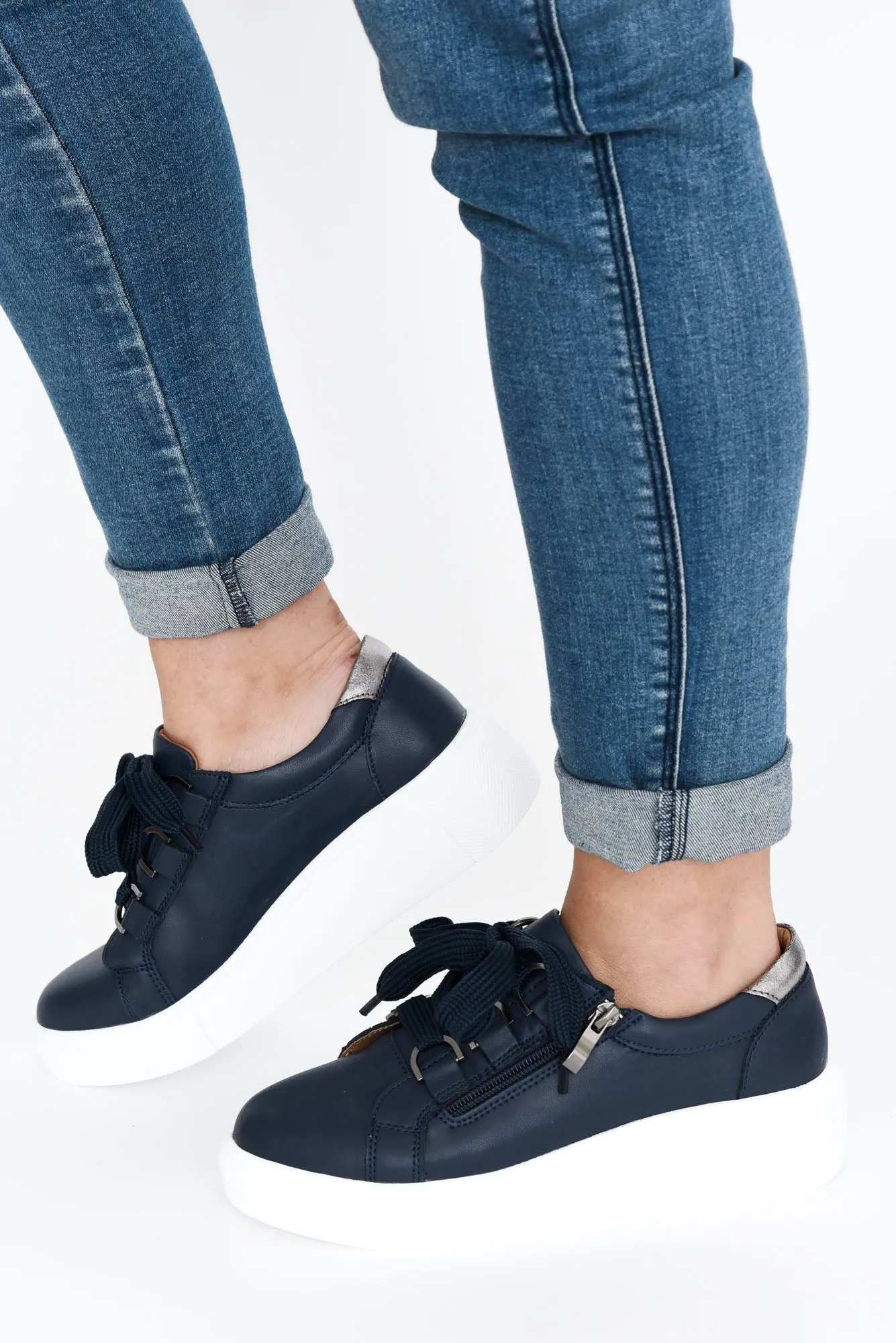 Luxury Navy Leather Sneaker sold by Blue Bungalow product image thumbnail 3