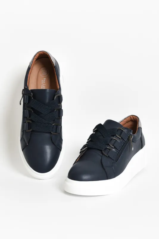 Luxury Navy Leather Sneaker sold by Blue Bungalow