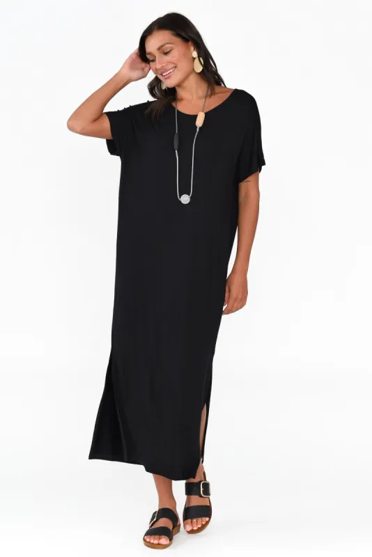 Dempsey Black Bamboo Midi Dress sold by Blue Bungalow