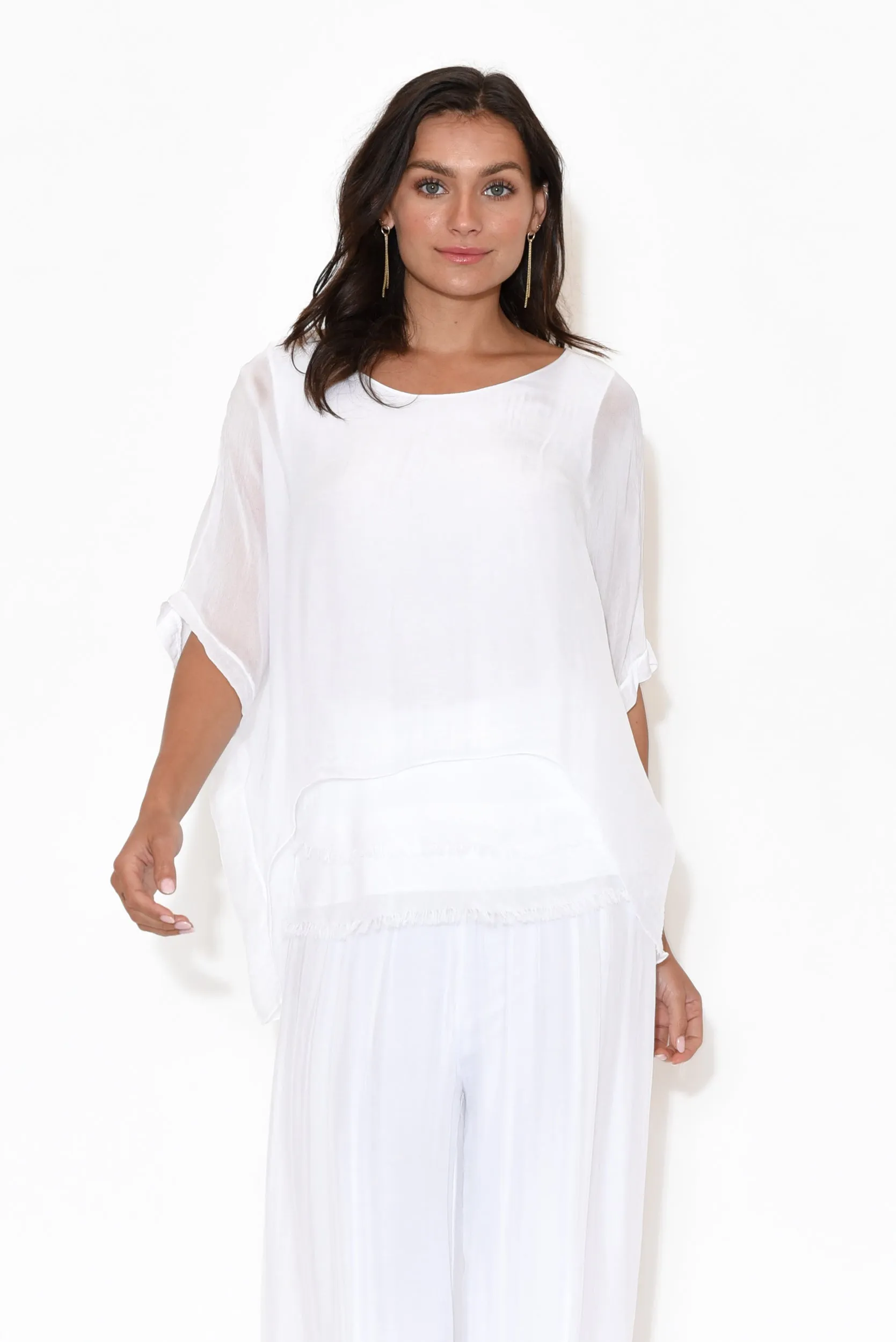 Talia White Silk Layer Top sold by Blue Bungalow
