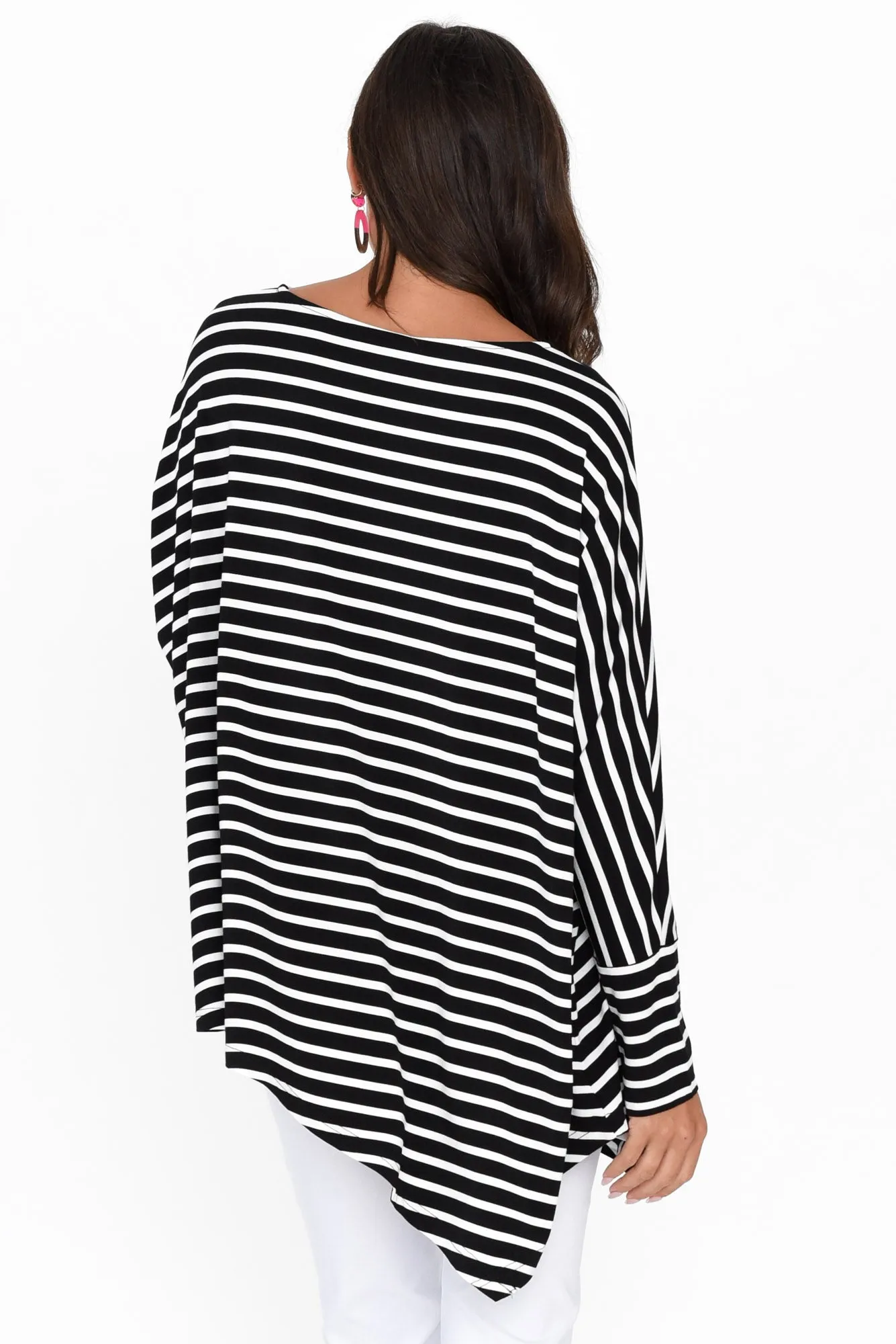 Susie Black Stripe Asymmetrical Bamboo Top sold by Blue Bungalow product image thumbnail 5
