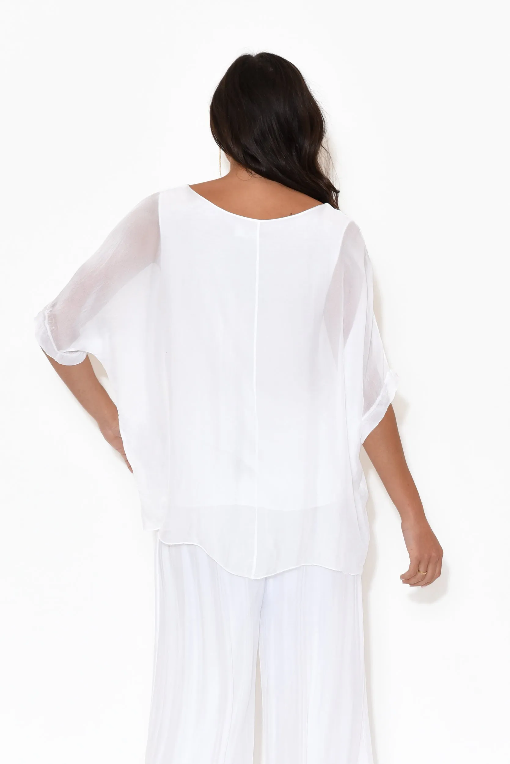 Talia White Silk Layer Top sold by Blue Bungalow product image thumbnail 4