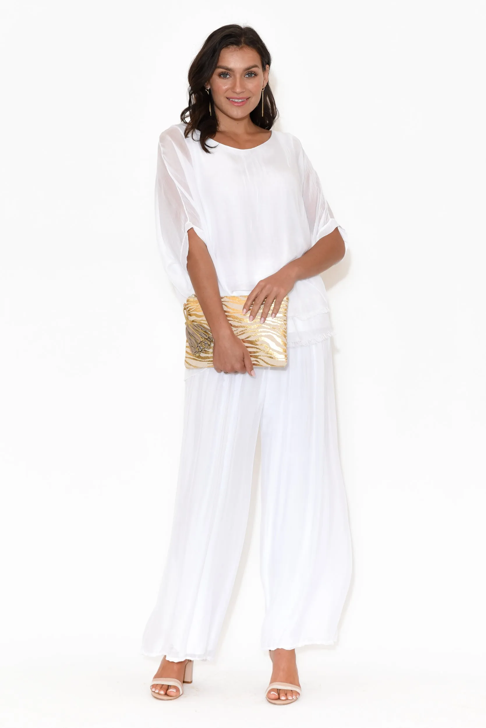 Talia White Silk Layer Top sold by Blue Bungalow product image thumbnail 2