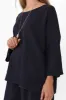 Johanna Navy Linen Blend Top sold by Blue Bungalow
