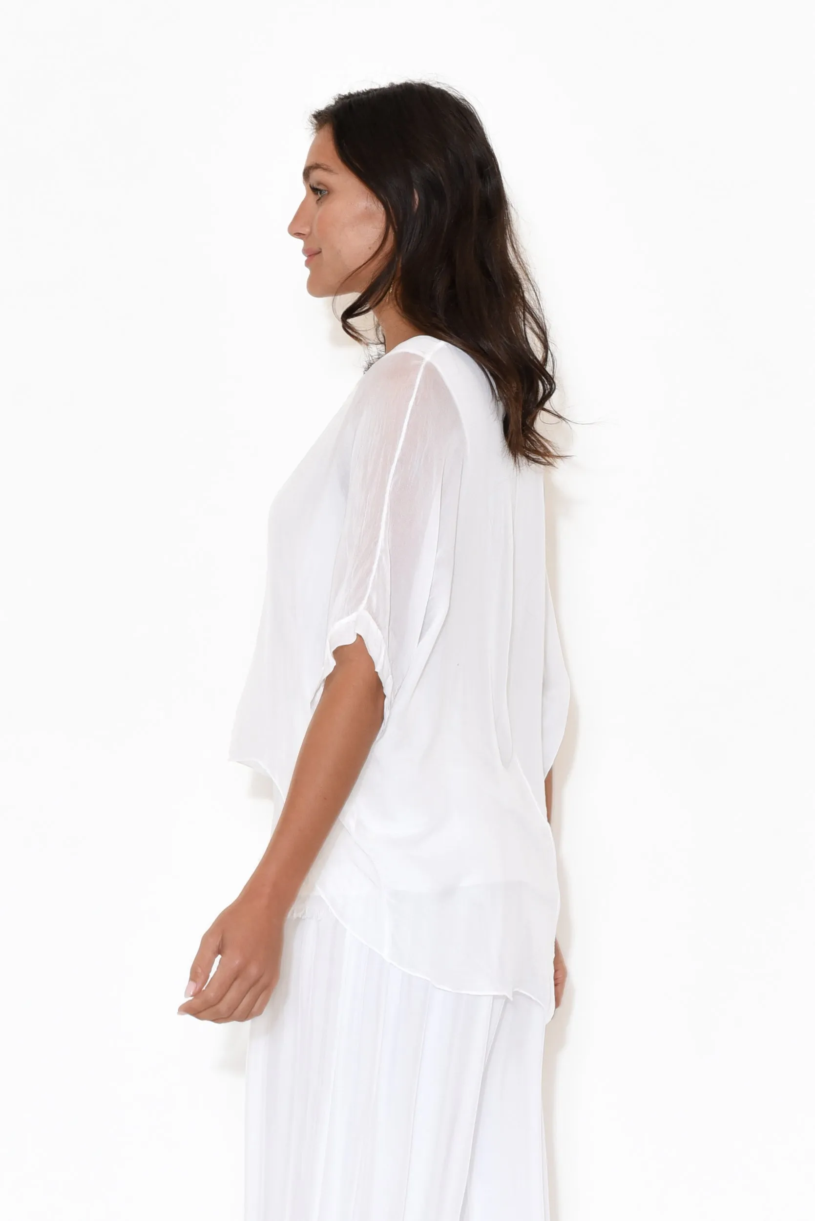 Talia White Silk Layer Top sold by Blue Bungalow product image thumbnail 3