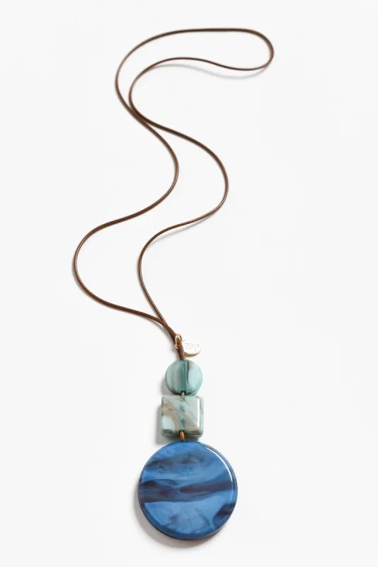 Chantelle Blue Resin Disc Necklace sold by Blue Bungalow