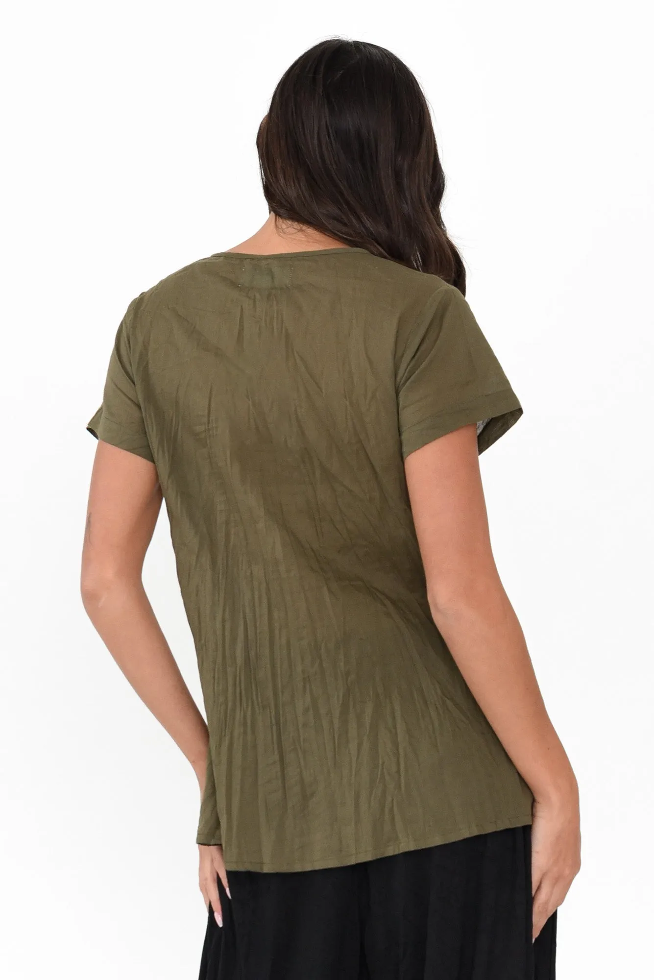 Fia Olive Crinkle Cotton Top sold by Blue Bungalow product image thumbnail 4