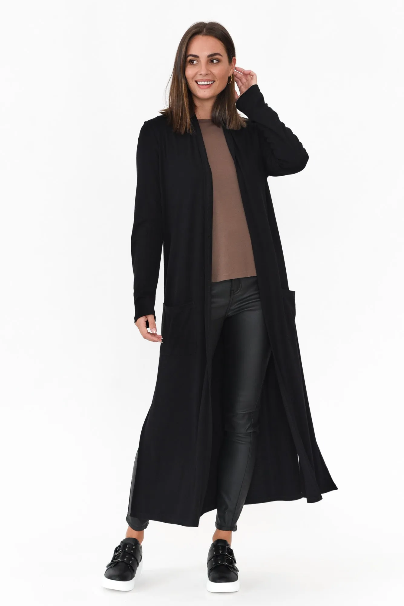 Farren Black Bamboo Ribbed Pocket Cardigan sold by Blue Bungalow product image thumbnail 2