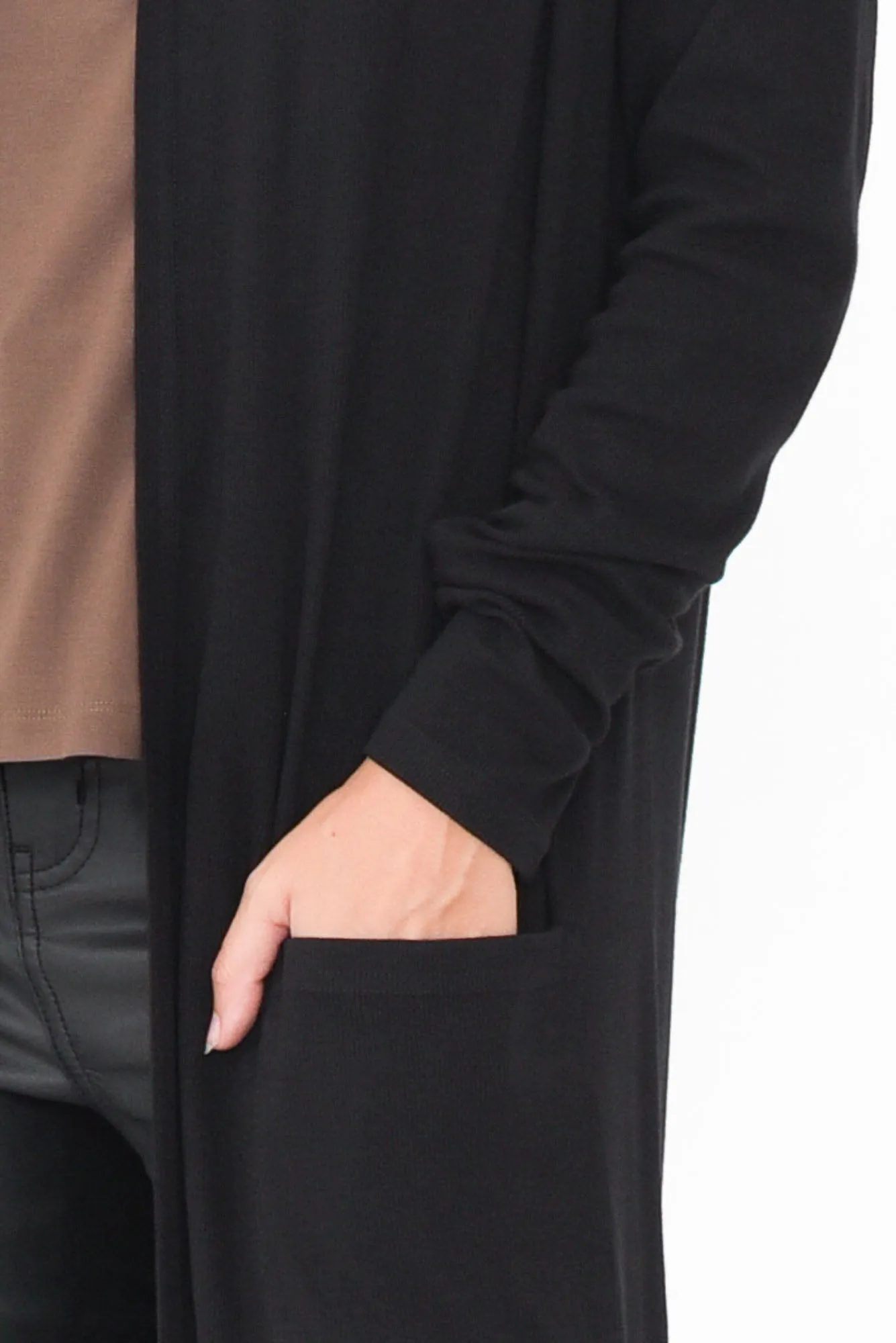 Farren Black Bamboo Ribbed Pocket Cardigan sold by Blue Bungalow product image thumbnail 4