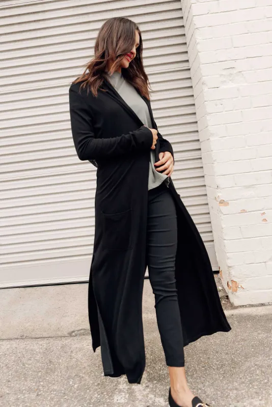 Farren Black Bamboo Ribbed Pocket Cardigan sold by Blue Bungalow