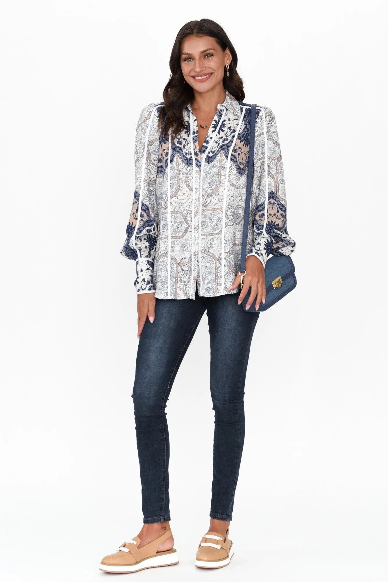 Laguna Blue Astral Collared Shirt sold by Blue Bungalow product image thumbnail 2